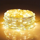 abordables Lumières de Noël-1 guirlande lumineuse de 1 m à 10 LED – Lampe luciole étoilée étanche à piles – Parfaite pour la décoration de la maison. &amp; les mariages !