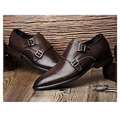 abordables Officiel-hommes mocassins habillés et slip-ons richelieu chaussures de moine affaires britannique gentleman bureau et carrière fête et soirée chaussures en cuir noir marron printemps automne