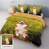 baratos Presentes Personalizados-Conjunto de Cama Impresso 100% Algodão Natural Melhor Presente de Formatura Presente Personalizado Conjunto de Capa de Edredom Conjunto de Cama para um Quarto Estiloso
