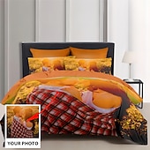 baratos Presentes Personalizados-Conjunto de Roupa de Cama Personalizado em Algodão 100% Natural Melhor Presente de Formatura Presente Personalizado Conjunto de Capa de Edredom Conjunto de Roupa de Cama Amigos Família