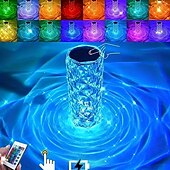 cheap Decorative Lights-1pc Crystal Rose Ambiance Lamp, Bedroom Bedside Lamp, LED Night Light, Romantic Mood Lamp, Birthday Gift LED Touch with Remote Control