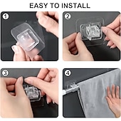 cheap Storage &amp; Organization-4Pcs Self Adhesive Curtain Rod Bracket Punch-free Curtain Rod Clips Nail-Free Hook Adjustable Shower Curtain Rod Hanging Holder