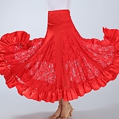 levne Oblečení do tanečního sálu-Standardní tance Sukně Krajka Čistá Barva Volán Dámské Výkon Trénink Vysoký Polyester