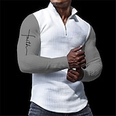economico Polo vintage da uomo-Per uomo Fede Magliette Polo a Nido d&#039;Ape Polo con zip Polo da Golf Manica Lunga Magliette polo Con cerniera Casual All&#039;aperto Casual Quotidiano Abbigliamento casual alla moda 3D Stampato Autunno