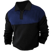 halpa Miesten printtipoolopaita-Miesten Vohveli poolopaita Golfpaita Kausaliteetti Pyhäpäivä Classic Pitkähihainen Muoti Perus Väripalikka Nopeasti kuivuva Kesä Kevät Normaali Armeijan vihreä Tumma laivastonsininen Harmaa Vohveli
