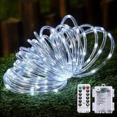 billige vanntette stripelys-1 pakke batteriboks rørstrenglys, 8-modus vanntette utendørs LED-lysstrenger, varmhvit, farget, hvit for hagebelysning, bryllup, fester, trær, jul, julepynt