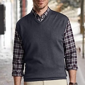 preiswerte Herrenpullover-Herren Pullunder Kleid Pullover Pullover Gerippt Stricken Normale Oberteile Gestrickt Einfach V Ausschnitt Moderne zeitgenössische Arbeit Alltagskleidung Bekleidung Ärmellos Winter Kamel Wein S M L