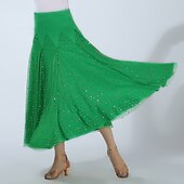 abordables Ropa de baile de salón-Baile de Salón Faldas Color Puro Corte Tul Mujer Rendimiento Entrenamiento Cintura Alta Poliéster