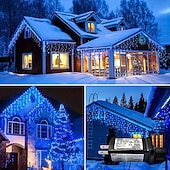 economico Luci di Natale-1 confezione di luci natalizie a forma di ghiacciolo, 96 led 4 m 8 modalità e timer, bianco caldo, bianco freddo, multicolore, luci a stringa esterne collegabili impermeabili per vacanze, matrimoni,