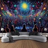preiswerte Blacklight -Wandteppiche-Schwarzlicht-Wandteppich, UV-reaktiv, leuchtet im Dunkeln, Party, Neon, Trippy, Misty Bar, Konzert, Wandteppich, Wandbild für Wohnzimmer, Schlafzimmer