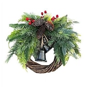 preiswerte Kranz &amp;amp; Girlande-Weihnachtskranz Boho-Kranz, 17,7&#039;&#039; künstlicher goldener Glockenkranz, Weihnachtsbaum-Haustür-Hängegirlande, handgefertigter Kiefernring-Weinrebenkranz, Feier-Weihnachtsdekoration