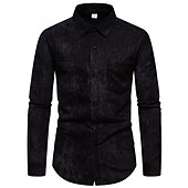 economico camicia da uomo con bottoni-Per uomo Camicia Maglietta informale Camicia di velluto a coste Nero Giallo Rosa Viola Marrone Manica lunga Liscio Bavero Strada Da mare Di base Abbigliamento Di tendenza Comodo