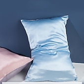 baratos Lençóis e fronhas-Fronha de seda 100% amoreira para a saúde do cabelo e da pele, capa de almofada de seda luxuosa macia e suave, fronha de seda natural 19 momme com fechamento de envelope, 1 unidade