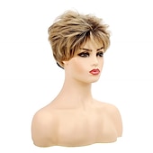 זול פאה מבוגרת-פאות פיקסי קצרות של baruisi לנשים מעורב בלונדינית פאת שיער קוספליי בשכבות סינטטי