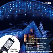economico Luci di Natale-1 confezione di luci natalizie a forma di ghiacciolo, 96 led 4 m 8 modalità e timer, bianco caldo, bianco freddo, multicolore, luci a stringa esterne collegabili impermeabili per vacanze, matrimoni,