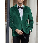 cheap Men&#039;s Blazers-Men&#039;s Velvet Blazer Blazer Business Formal Evening Wedding Party Fashion Casual Spring &amp;  Fall Polyester Plain Pocket Casual / Daily Single Breasted Two-button Blazer Black Red Blue Purple