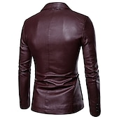 abordables Blazers pour hommes-Homme blouson cuir blazer Extérieur Usage quotidien Chaud Coupe Vent Automne hiver Plein Mode Vêtement de rue Revers Normal faux cuir Noir Jaune Vin Bleu de minuit Veste