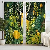 billiga Gardiner och draperier-2 paneler gardiner för vardagsrum sovrum, blommor gardin draperier för sovrum dörr kök fönster behandlingar värmeisolerade rum mörkare