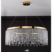 preiswerte Kronleuchter-Deckenleuchten, moderne LED-Kronleuchterlampe, moderner Kristallkronleuchter, kompatibel mit Wohnzimmer, goldene runde Kristalllampe, luxuriöse Wohndekorleuchte, LED-Hängeleuchte, moderne