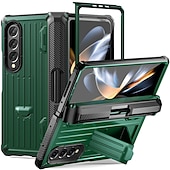 Недорогие Чехлы для Samsung-Чехол для телефона прочный защитный чехол Armor для Samsung Galaxy Z Fold 5 4 3 полностью обвязывающий прочный защитный Flip чехол с встроенной подставкой защитой экрана держателем для S Pen защита