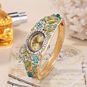 tanie Zegarki kwarcowe-5 sztuk zestaw luksusowa damska bransoletka zegarki kwarcowe moda rhinestone kwarcowa bransoletka na mankiet zegarek owalny wskaźnik analogowy zegarek na rękę zestaw biżuterii prezent dla mamy dla niej