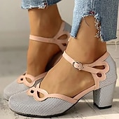 levne Block Heels-dámské puntíkované boty na podpatku mary jane – retro lodičky s kulatou špičkou s páskem ke kotníku pro běžné nošení, večírky a vintage outfity