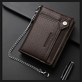 economico porta carte e custodie-portafoglio da uomo in pelle combinazione porta carte d&#039;identità in pelle pu con design a catena antifurto