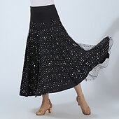 abordables Ropa de baile de salón-Baile de Salón Faldas Color Puro Corte Tul Mujer Rendimiento Entrenamiento Cintura Alta Poliéster