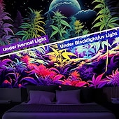halpa Blacklight -kuvakudokset-blacklight kuvakudos uv reaktiivinen hehku pimeässä hehku juhla neon lehdet psykedeelinen trippy sumuinen roikkuu kuvakudos seinätaide seinämaalaus olohuoneeseen makuuhuoneeseen