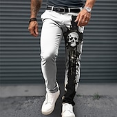levne Štíhlý-Lebky Punk Obchodní Pánské 3D tisk Oblekové Kalhoty Venkovní Denní nošení Streetwear Polyester Černá Bílá Námořnická modř S M L Středně vysoký pas Pružnost Kalhoty