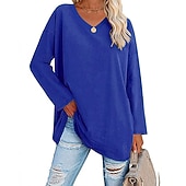 Naisten T-paita Tavallinen Perus Pitkähihainen V kaula-aukko Tavalliset topit Ystävänpäivä Kausaliteetti Viikonloppu Valkoinen Keltainen Punastuvan vaaleanpunainen Rubiini Sininen Syystalvi halpa Yksinkertainen t-paita-Naisten T-paita Tavallinen Perus Pitkähihainen V kaula-aukko Tavalliset topit Ystävänpäivä Kausaliteetti Viikonloppu Valkoinen Keltainen Punastuvan vaaleanpunainen Rubiini Sininen Syystalvi