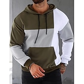 billiga bashuvtröjor för män-Herr Huvtröja Svart Rodnande Rosa Armégrön Blå Huva Färgblock Ficka Sport &amp; Utomhus Dagligen Helgdag Streetwear Häftig Ledigt Vår &amp; Höst Kläder Pull Tröjor