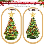 cheap Christmas Lights-Christmas Tree Ceramic Christmas Tree Tabletop Decoration LED Light Hand-Painted Vintage Christmas Holiday Decoration 1PC