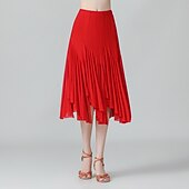 levne Oblečení do tanečního sálu-Standardní tance Sukně Sklady Čistá Barva Barevně dělené Dámské Výkon Trénink Vysoký Polyester