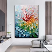 abordables Peintures fleurs/botaniques-palette peinte à la main kinfe peinture à l&#039;huile florale art mural fait à la main grandes fleurs peinture art mural original abstrait arbre peinture sur toile abstraite moderne coloré peinture décor