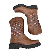 billiga Cowboy &amp; Western Boots-Herr Stövlar Cowboystövlar Militärkängor Plusstorlekar Ledigt Utomhus Dagligen PU Andningsfunktion Bekväm Halksäker Slip-on Svart Brun Höst Vinter
