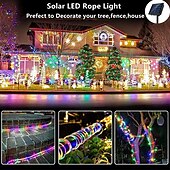cheap Waterproof Strip Lights-1 Pack Solar Rope Lights Outdoor Waterproof LED String Lights, Garland Fairy Garden Light Strings, Outdoor Christmas Halloween Wedding Party Decor, 7M-50Led/12M-100Led/20M-200Led/30M-300Led