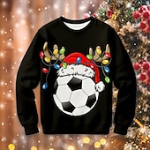 billiga Pojkens 3D Sporter &amp; Spel-Jul Pojkar 3D Fotboll Tröja Pullover Långärmad 3D-tryck Höst Vinter Mode Streetwear Häftig Polyester Barn 3-12 år Utomhus Ledigt Dagligen Normal