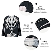 billiga skalle &amp; ben-Herr Grafisk Skelett T-shirt halloween skjorta Långärmad T-shirt 3D-tryck Rund hals Skjorta Mode Ledigt Gata Dagligen Helgdag B C Svart Vår &amp; Höst Kläder S M L XL XXL 4XL 5XL