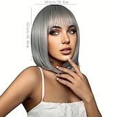 economico parrucca più vecchia-parrucche bob diritte grigio argento corte per le donne parrucca di capelli a strati pixie grigio argento parrucca sintetica ondulata naturale shaggy per la festa quotidiana