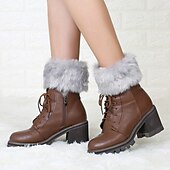 cheap Home Socks-Autumn and Winter Short Style Cuffed Plush Insulation Socks and Boots Cover for Women&#039;s Knitted Wool Leg Protectors