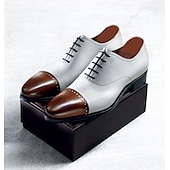 economico Formale-Per uomo Oxford Scarpe formali Scarpe Bullock Scarpe da sera Footing Formale Ufficio e carriera Serata e festa PU Caldo Che assorbe gli urti Resistenza all&#039;usura Con lacci intrecciali Bianco Color