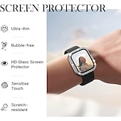 baratos Capa Smartwatch-2 por Pacote Estojo de relógio com protetor de tela Compatível com Apple Watch Series 8 7 41mm 45mm / Series 6 5 4 SE 40mm 44mm / Series 3 2 1 38mm 42mm Resistente a riscos Bling Diamond Limpar HD