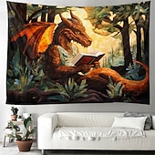 お買い得  動物のタペストリー-ドラゴン読書本ぶら下げタペストリー壁アート大型タペストリー壁画装飾写真の背景毛布カーテン家の寝室のリビングルームの装飾