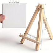 お買い得  絵画、描画、画材-6パック ミニキャンバスとイーゼルセット ミニキャンバスパネル ミニ木製イーゼル キャンバスサイズは4 x 4 イーゼルサイズは3.1 x 5.9 子供の絵画油絵とDIY落書き用