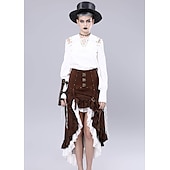 olcso Alsók-Retró Punk és gótika Középkori Szoknya Ren Faire Gót lány Fodros Női Kalóz Fantasy Steampunk Álarcos mulatság Alkalmi / Napi Felnőttek Szoknyák