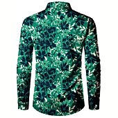 cheap Plants Pattern-Men&#039;s Floral Shirt Button Up Shirt Long Sleeve Casual Daily Wear Going out Fall &amp; Winter Turndown Print Button-Down Black Green