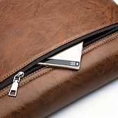 cheap Men&#039;s Bags-Men&#039;s Brown Faux Leather Messenger Bag - Classic Crossbody Design with Adjustable Strap, Perfect for Work or Travel