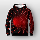 billiga Pojkens 3D Vision &amp; Geometri-Pojkar 3D Grafisk Huvtröja Pullover Långärmad 3D-tryck Höst Vinter Mode Streetwear Häftig Barn 3-12 år Huva Utomhus Ledigt Dagligen Normal