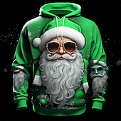cheap Santa Claus Outfit-Christmas Men's Santa Claus 3D Hoodies Graphic Santa Claus Fashion 3D Print  Sports Outdoor Holiday Hoodies Red / White Yellow Long Sleeve Hooded Print Front Pocket Spring &amp;  Fall Designer shirt